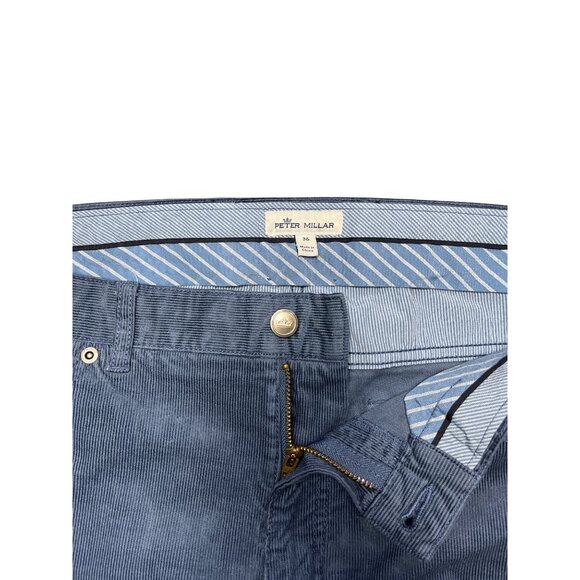 Peter Millar Mens Corduroy Pants 36x33 Blue Classic Fit Soft Cotton Blend Comfor - Picture 4 of 8